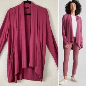 QUINCE French Terry Modal Cardigan Open Front Casual Layering Travel Rose Pink M